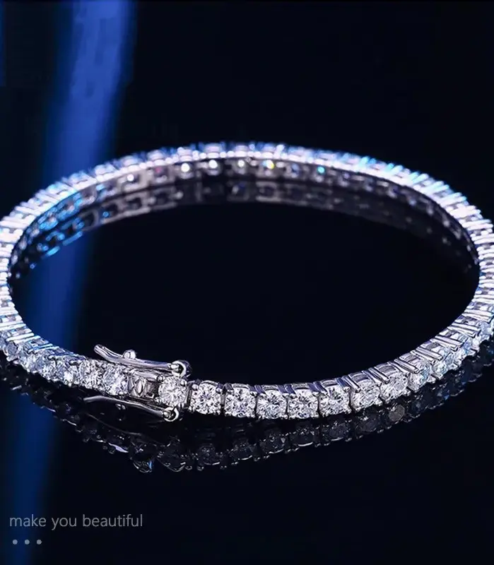 BIJOX STORY-pulsera de tenis de moissanita para hombre y mujer, brazalete de diamante completo GRA, chapado en plata 925, joyería de fiesta de boda de 18k, 3mm 2