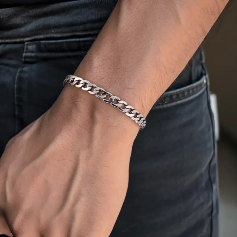 Pulseras hombre de acero inoxidable de alta calidad para mujer y hombre, regalos originales para mujer,cadenas de eslabones cubanos, pulsera de muñeca para pareja, regalos de joyería,pulsera plata,navidad 5