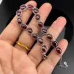 Conjunto de pulsera de plata de ley S925 con 17 granados naturales, joyería de pulsera para mujer sencilla y elegante, adecuada para uso diario 5