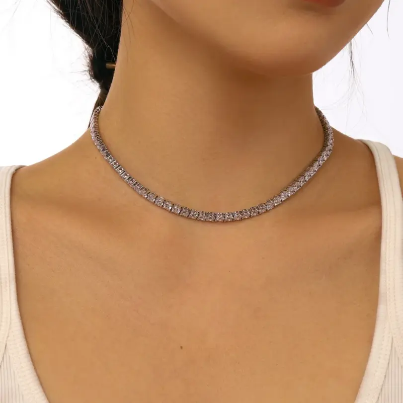 Collar de tenis OEVAS de moissanita de 3MM/4MM/5MM/6.5MM para mujer, de alta calidad, 100% plata de ley 925, joyería fina brillante para fiestas 6