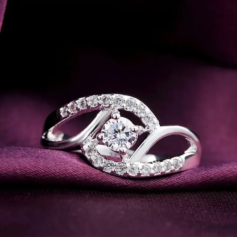 anillos de diamantes de circón brillante de Plata de Ley 925 para mujer, regalos de fiesta de boda, joyería fina, anillos de compromiso 3