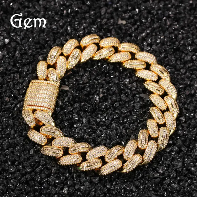 Pulsera de cadena cubana de diamantes de Hip Hop para hombre de oro puro de lujo 24K 9999 oro real 2