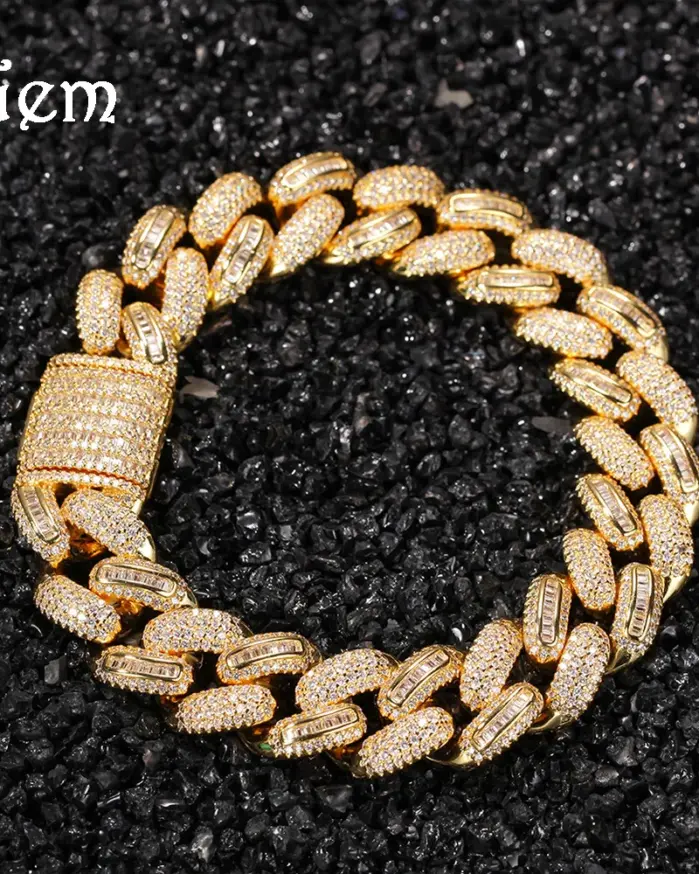 Pulsera de cadena cubana de diamantes de Hip Hop para hombre de oro puro de lujo 24K 9999 oro real 2