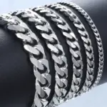 Nueva moda pulsera de cadena cubana para hombres pulsera clásica de acero inoxidable de 3/5/7/9mm de ancho para hombres y mujeres regalo de joyería 4