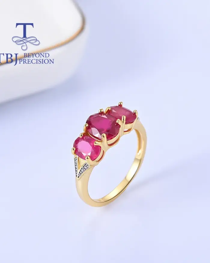 Anillo de rubí natural precioso y raro para mujer, plata de ley 925, elegante y exquisito regalo de aniversario y compromiso 2
