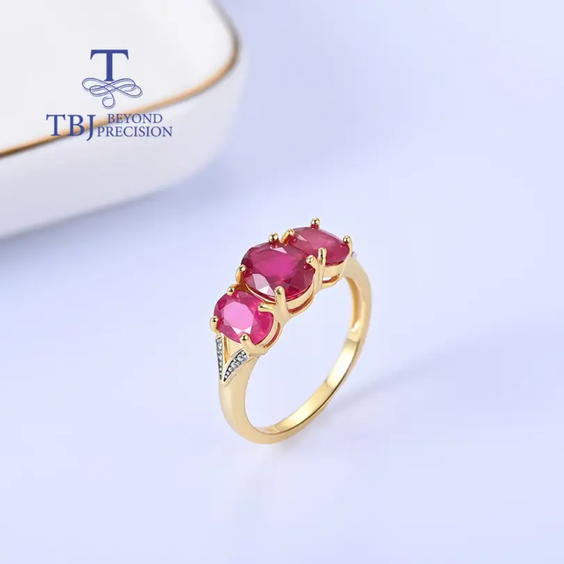 Anillo de rubí natural precioso y raro para mujer, plata de ley 925, elegante y exquisito regalo de aniversario y compromiso 2