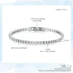 Pulsera de tenis de circonia de 2,5mm para mujer, abalorio de cristal de diseñador, pulsera de cadena fina de tenis en la mano, joyería de boda KC128 6