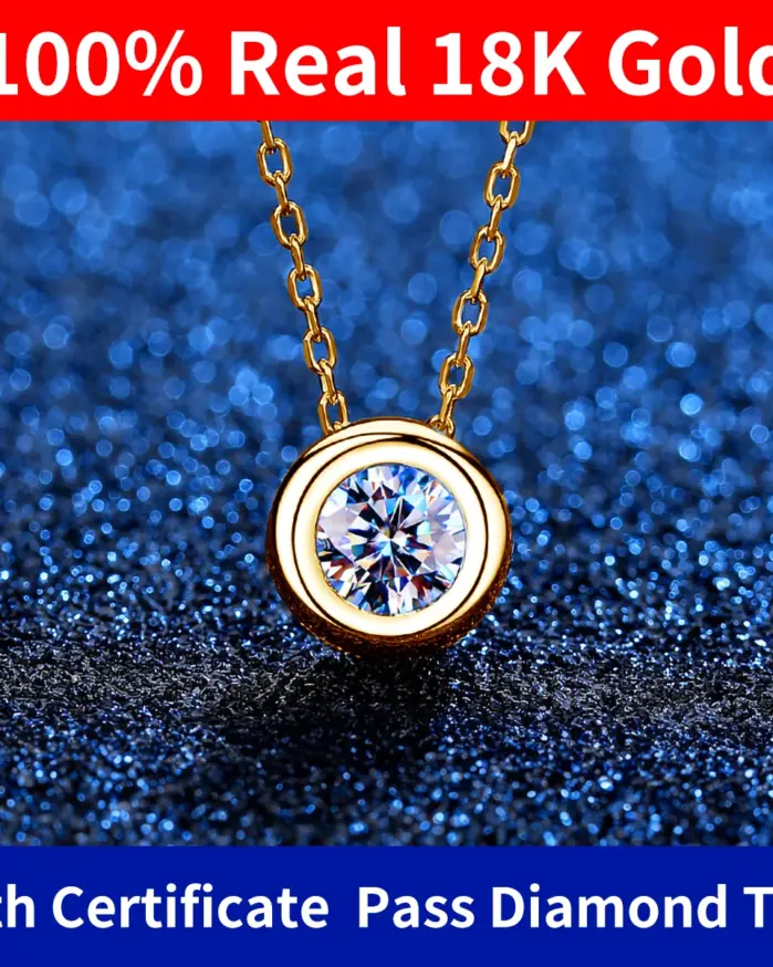 Collar 100% de oro auténtico de 18k con Moisanite 0.5ct D Color VVS1 certificado Dubai AU750 joyería para mujer regalo de boda al por mayor 2