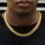 Collares de cadena de eslabones cubanos chapados en oro de 18 quilates para hombre, pulsera de acero inoxidable 316L, regalos de joyería de Hip Hop 1