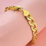 Pulsera de oro puro 24K 9999 de lujo para hombres y mujeres, pulsera de oro de 24 quilates, pulsera cubana lateral de 8mm 4
