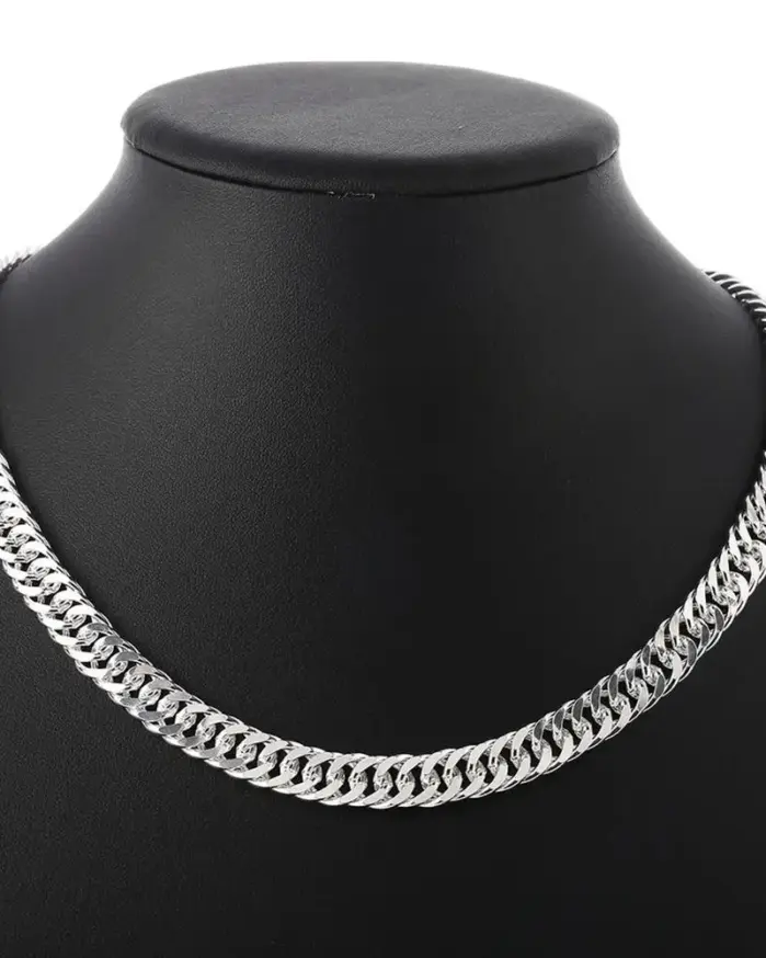 Collares de plata de ley 925 para hombres y mujeres, cadena de 6MM de ancho, joyería de moda, regalo de vacaciones, fiesta de boda, 50-60cm 1