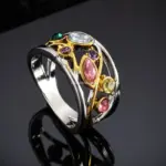 Exquisita joyería femenina, Anillos de dedo de Color Micro circón con línea de onda Multicolor con patrón geométrico para mujer, Anillos cuelloьц® ж dikajiе 4