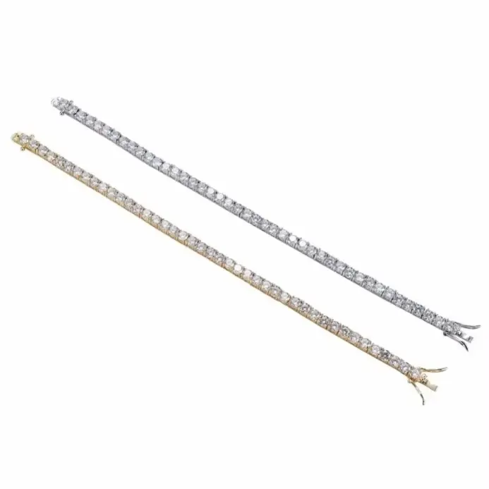 Elegante pulsera de cristal de circón dorado/plateado, joyería de circonia cúbica, brazalete de diamantes de imitación, pulsera de tenis para boda 2