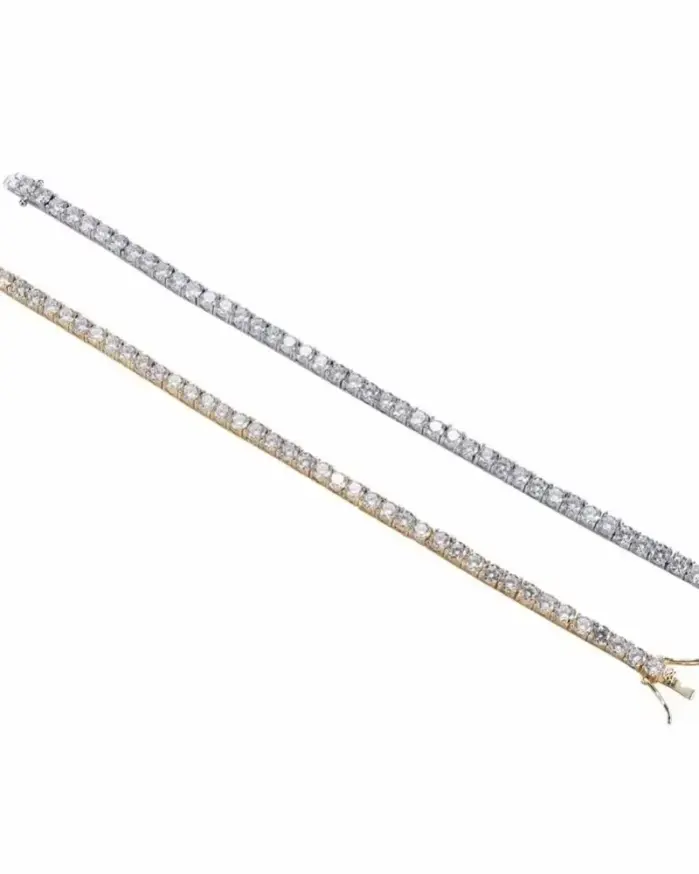 Elegante pulsera de cristal de circón dorado/plateado, joyería de circonia cúbica, brazalete de diamantes de imitación, pulsera de tenis para boda 2