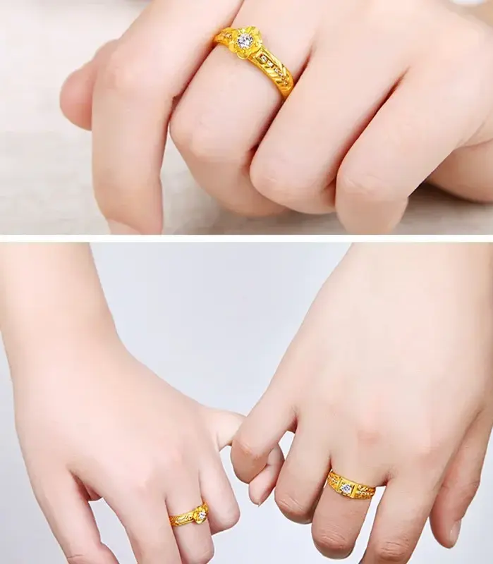 Anillo VivoGoldDiamond 9999 de Oro Real de 24K, Anillo de Pareja Vietnam Shajin, Accesorios de Boda, Regalo 2