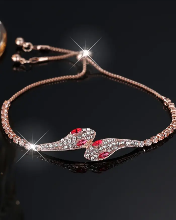 🐍 Brazalete "Serpiente Mística" – Oro Rosa y Circonias Esmeralda 2