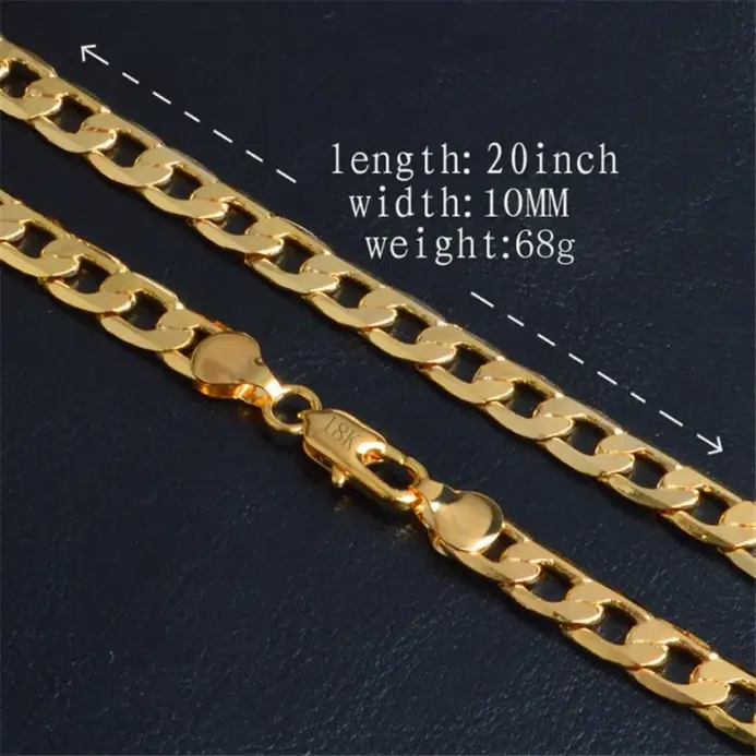 Collar de cadena de oro grueso para hombre, joyería de moda, 18 K, 4/6/8/10MM, 50cm, 20 pulgadas, venta al por mayor 2