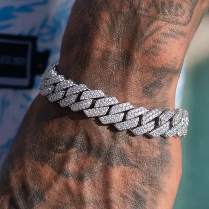 Pulseras de cadena cubana con eslabones helados de 14MM para hombres y mujeres, diamantes de imitación completos, pulsera cubana gruesa de Miami, regalo de joyería Punk Hip Hop 1