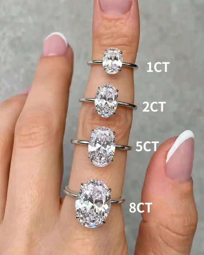 Anillo de Plata de Ley 925 con piedra ovalada de circón brillante de 1-8CT para mujer, joyería fina de lujo de alta calidad para compromiso y boda 2