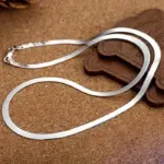 Collar de cadena plana de 4MM de oro de 18K de Plata de Ley 925 para mujer, joyería de buenos de lujo, gargantilla de regalo de boda para clavícula 4