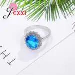 Anillos de plata auténtica S925 para mujer, anillo de circón azul, piedra azul claro, regalo romántico, joyería de compromiso, tamaño 6-10 4