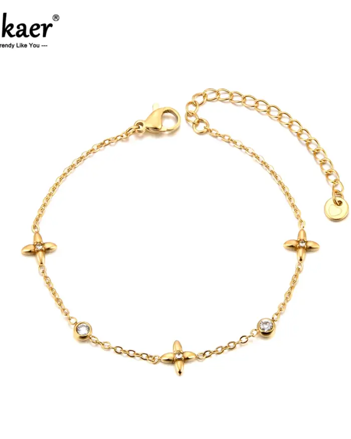 🍀 Pulsera "Trébol de Luz" – Acero 316L, Oro 18K PVD e Impermeable 1