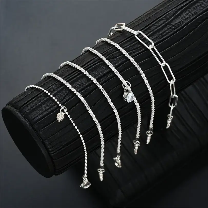 6 uds. Pulseras de diamantes de imitación de Plata de Ley 925 para mujeres y niñas, pulseras con dijes de cielo estrellado brillante coreano de lujo, joyería de fiesta 2