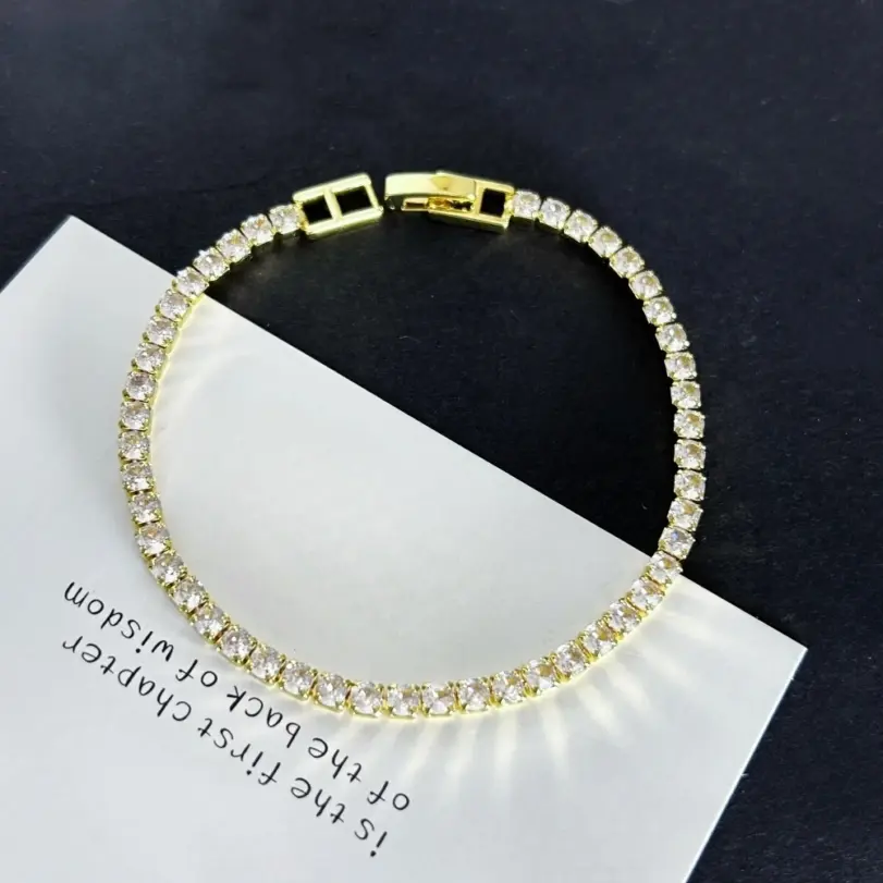 Pulseras de tenis de cadena de circonia de 4mm de Color dorado/plateado de acero inoxidable para mujer, Pulsera de 16/18 cm, regalos de joyería de lujo 3
