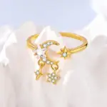 Anillos chispeantes de Color dorado, Plata de Ley 925, anillo de boda de amor Popular, joyería de compromiso certificada para mujer, regalos de aniversario 5