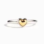 Anillos de corazón Huitan para mujer, anillos de amor de dos tonos de Metal, accesorios de banda de boda eternidad, joyería femenina de moda moderna, envío directo 5