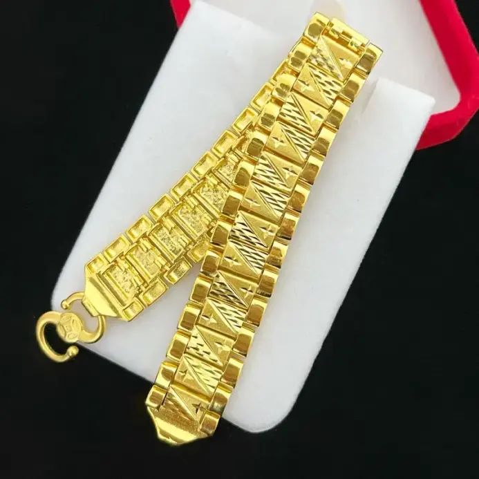Joyería de oro real 9999 de 24K de lujo para hombre, pulsera de hilo de mano, joyería de mano, tendencia de moda 1