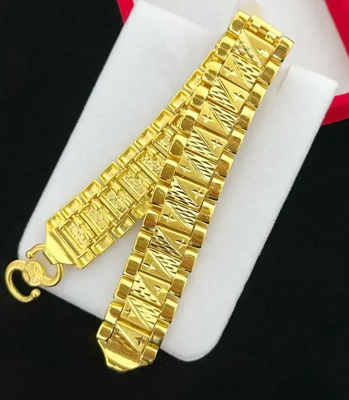 Joyería de oro real 9999 de 24K de lujo para hombre, pulsera de hilo de mano, joyería de mano, tendencia de moda 1