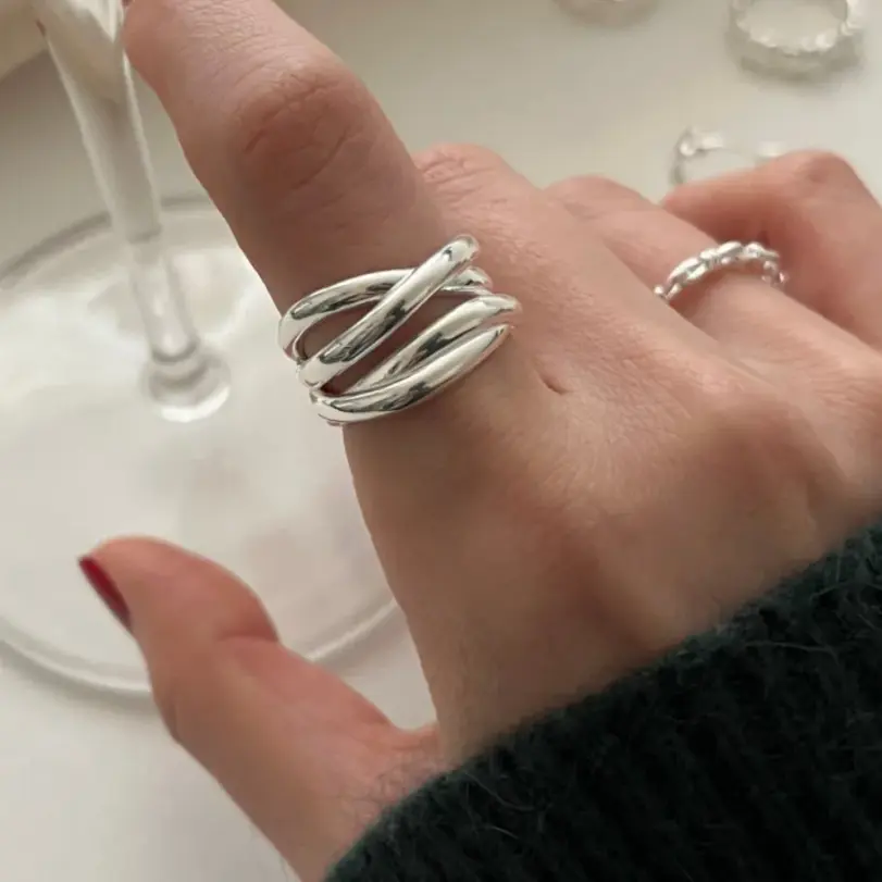 925 anillos de plata esterlina para mujeres hombres pareja minimalista hecho a mano Simple Interware anillo joyería de fiesta regalo prevenir alergias 5