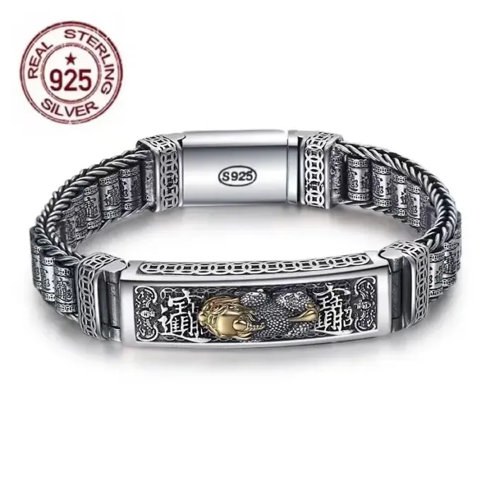 🐲 Pulsera "Eternal Fortune Pixiu" – Plata S925 Sólida Retro 1