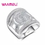 Exquisitos anillos de plata de ley 925 a la moda, diseño hueco, anillos anchos geniales para mujer y niña, regalo sorpresa para cita 1