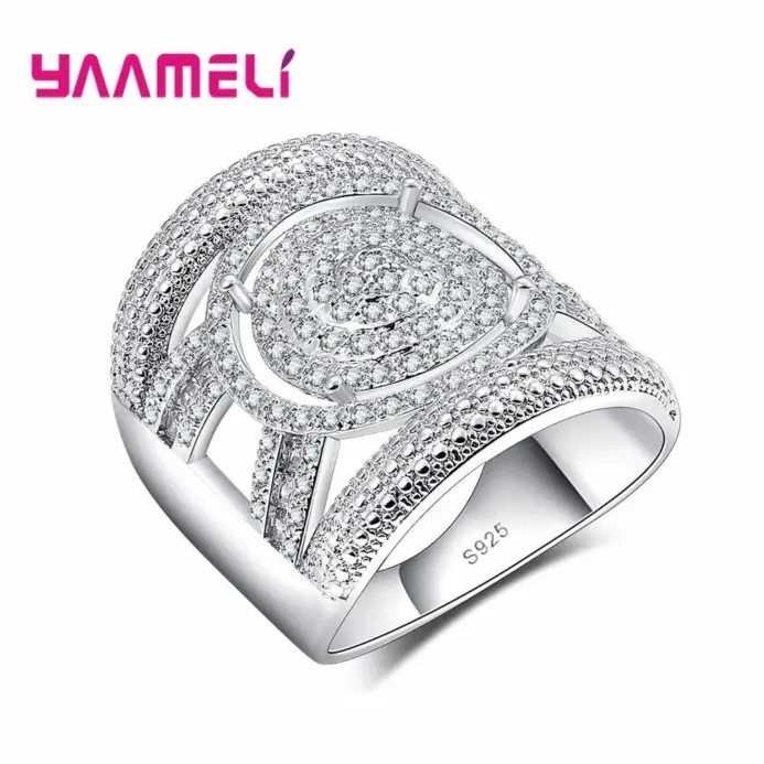 Exquisitos anillos de plata de ley 925 a la moda, diseño hueco, anillos anchos geniales para mujer y niña, regalo sorpresa para cita 1