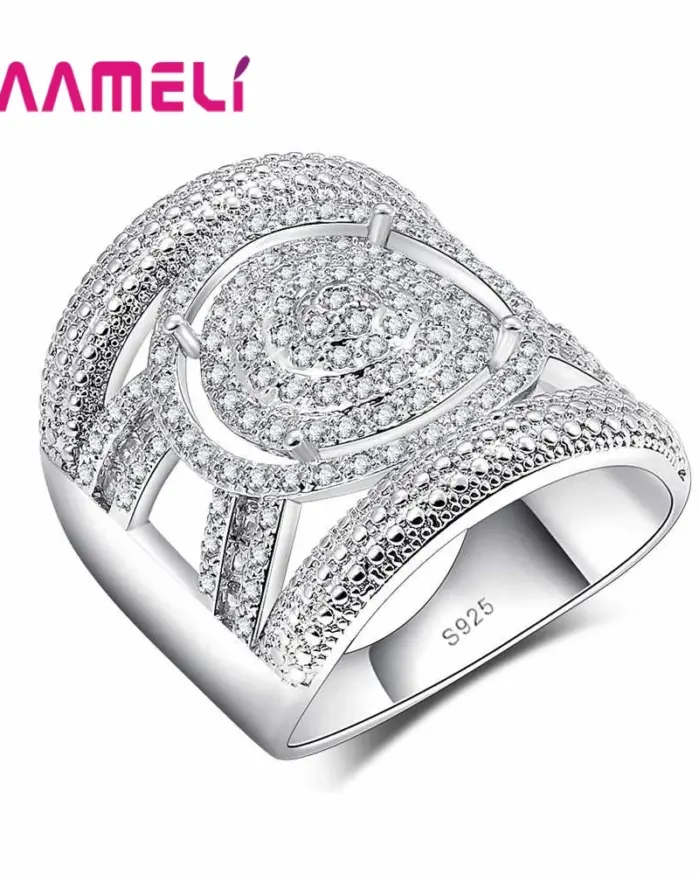 Exquisitos anillos de plata de ley 925 a la moda, diseño hueco, anillos anchos geniales para mujer y niña, regalo sorpresa para cita 1