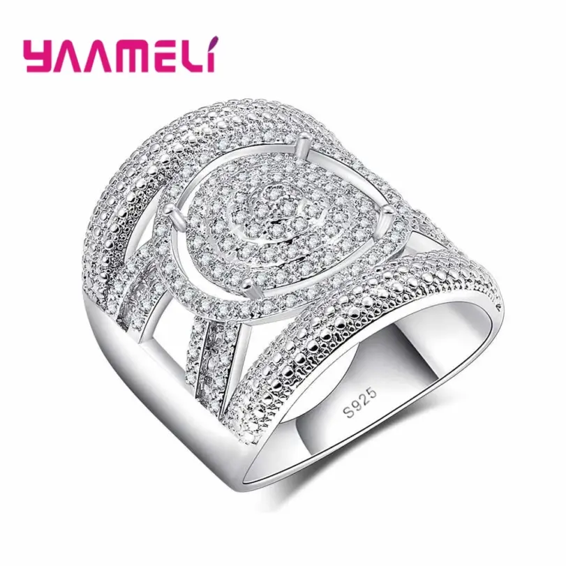 Exquisitos anillos de plata de ley 925 a la moda, diseño hueco, anillos anchos geniales para mujer y niña, regalo sorpresa para cita 1