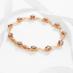 Pulseras de flores coloridas para hombre y mujer, brazaletes de 19 cm x 7mm, circón dorado plateado, joyería de moda 4