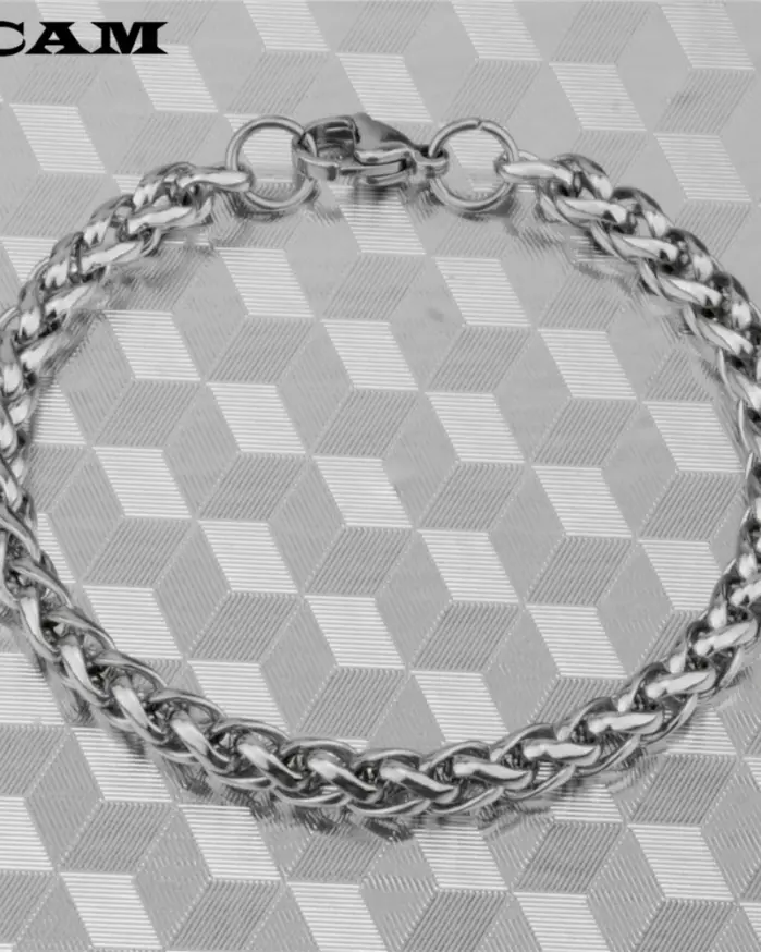 Pulsera y brazalete ICAM para hombre, regalo de Navidad 2018, pulsera de acero inoxidable, eslabones de Color plateado, joyería de doble cadena de trigo, envío directo 2