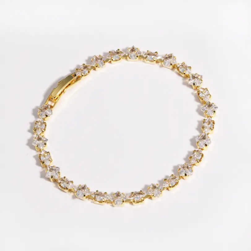 Pulseras de tenis de circonita cúbica brillante para mujer, cadena de Color plateado apilable y delicada de lujo, joyería de boda para banquete CZ de cristal 5