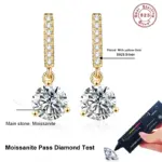 NeeTim-pendientes colgantes de moissanita de 1 quilate, plata de ley S925 con pendiente de boda chapado en oro, joyería de diseño brillante con diamantes de laboratorio 5