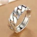 Anillos de plata de ley 925 Sam Panda para mujeres y hombres, joyería fina, anillo de cadena Vintage abierto ajustable para dedo, regalo de cumpleaños para fiesta 2