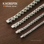 KNOBSPIN D VVS, pulseras de tenis originales de moissanita verde para mujeres y hombres, diamantes de laboratorio con joyería de boda GRA, pulsera de plata 925 4