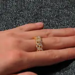 Anillo de cadena cubana de moissanita de una sola fila de 8 mm de ancho para hombre, de oro puro 24K 9999 de lujo. 2