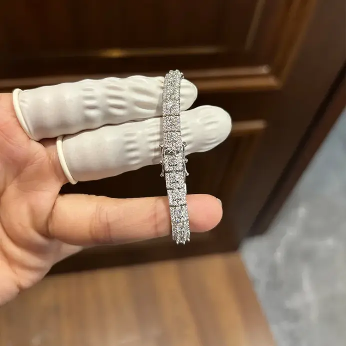Pulsera de tenis de moissanita cuadrada de lujo para mujer, pulseras de diamantes de Plata de Ley 925, accesorios, joyería fina, regalo nuevo 2