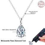 collar con colgante de moissanita para mujer, gota de agua, 1ct, 2ct, plata S925, corte de pera, cadena para el cuello con diamantes de laboratorio con certificado 5