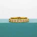 Anillo hueco de moissanita redondo completo de moda oro Real de 18 quilates AU750 uso diario fiesta joyería del Día de San Valentín regalos para hombres/mujeres 5