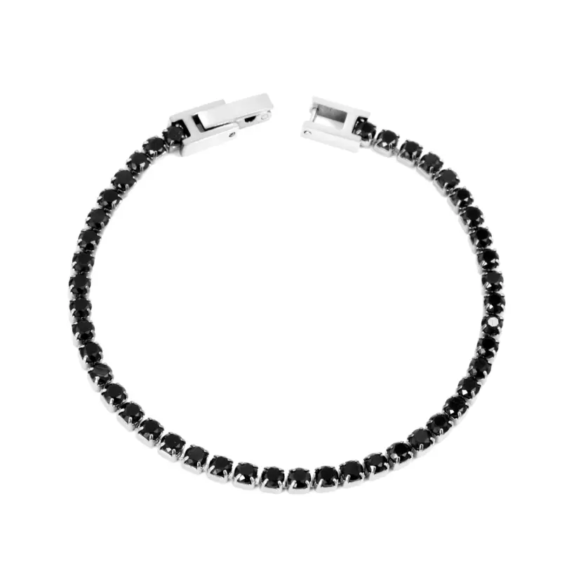 pulseras con dijes de acero inoxidable de circonia cúbica redonda completa para mujer, cadena de cristal dorado, joyería de boda con temperamento 6