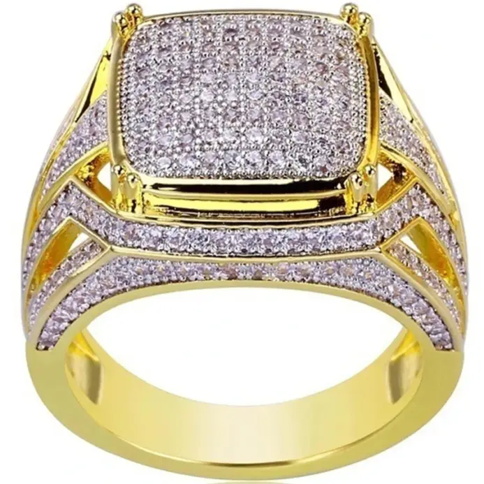 Anillos de cristal con incrustaciones de moda europea y americana para mujer y hombre, joyería de anillo de negocios a la moda para banquete 2